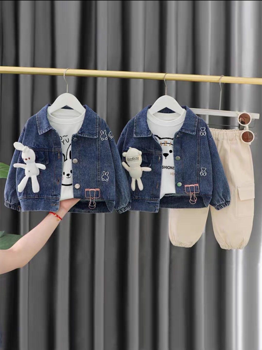 Denim bear & rabbit set 4pcs..