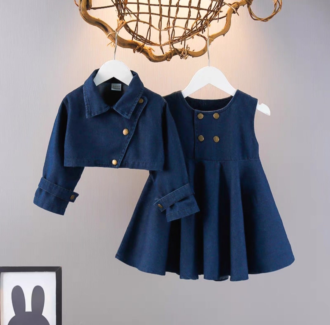 France cut denim dress 2pcs