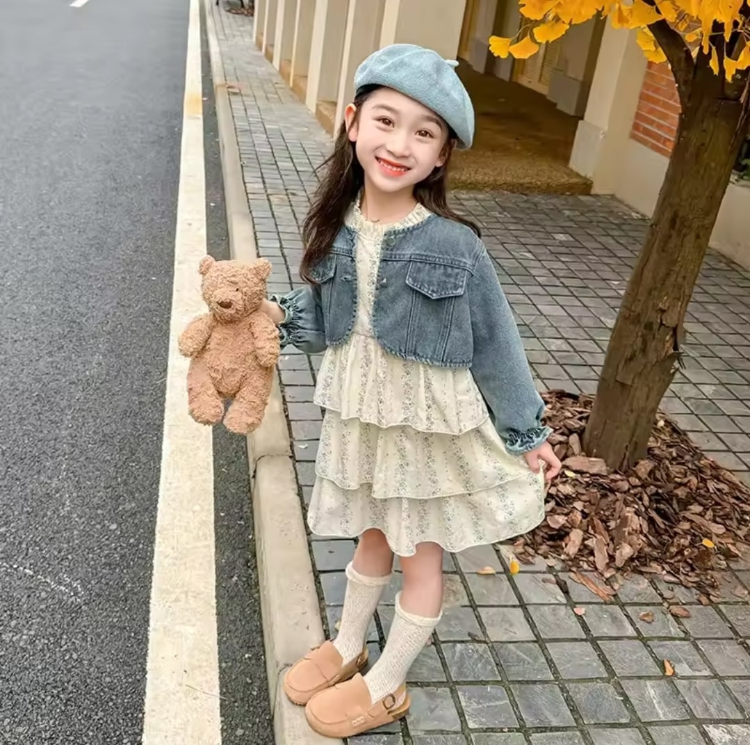 Denim floral dress 2pcs