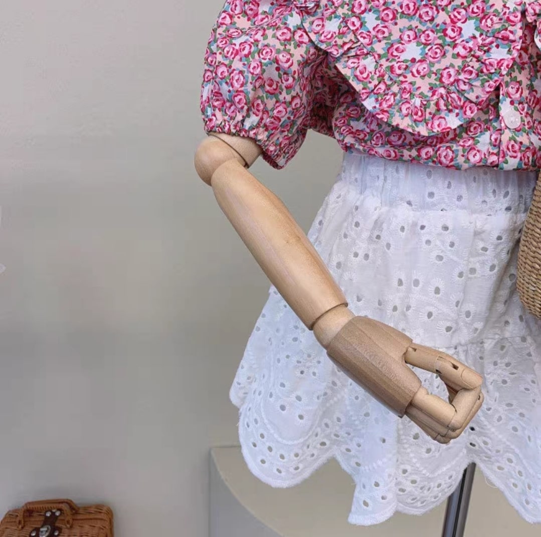 Floral dantail skirt 2pcs