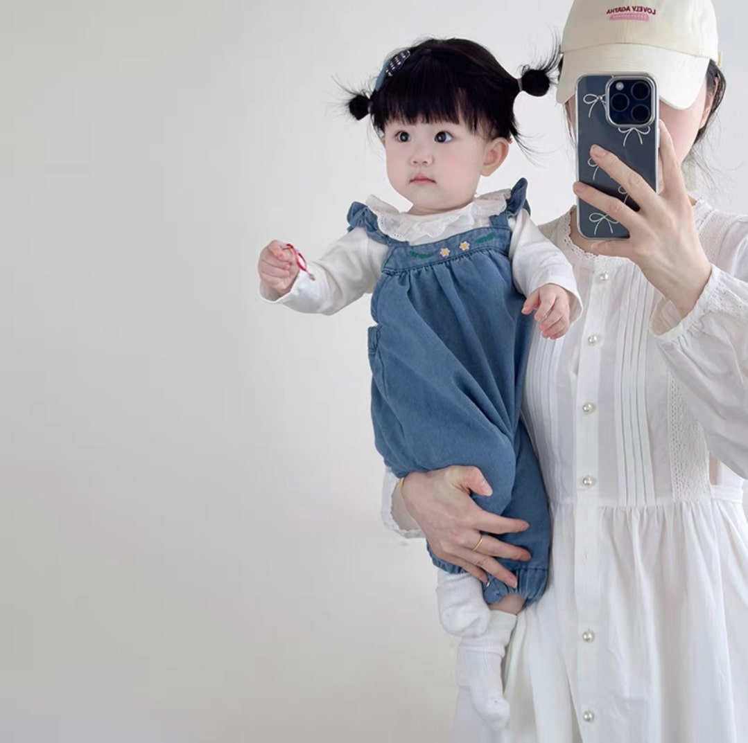 Sleeveless denim jumpsuit 2pcs