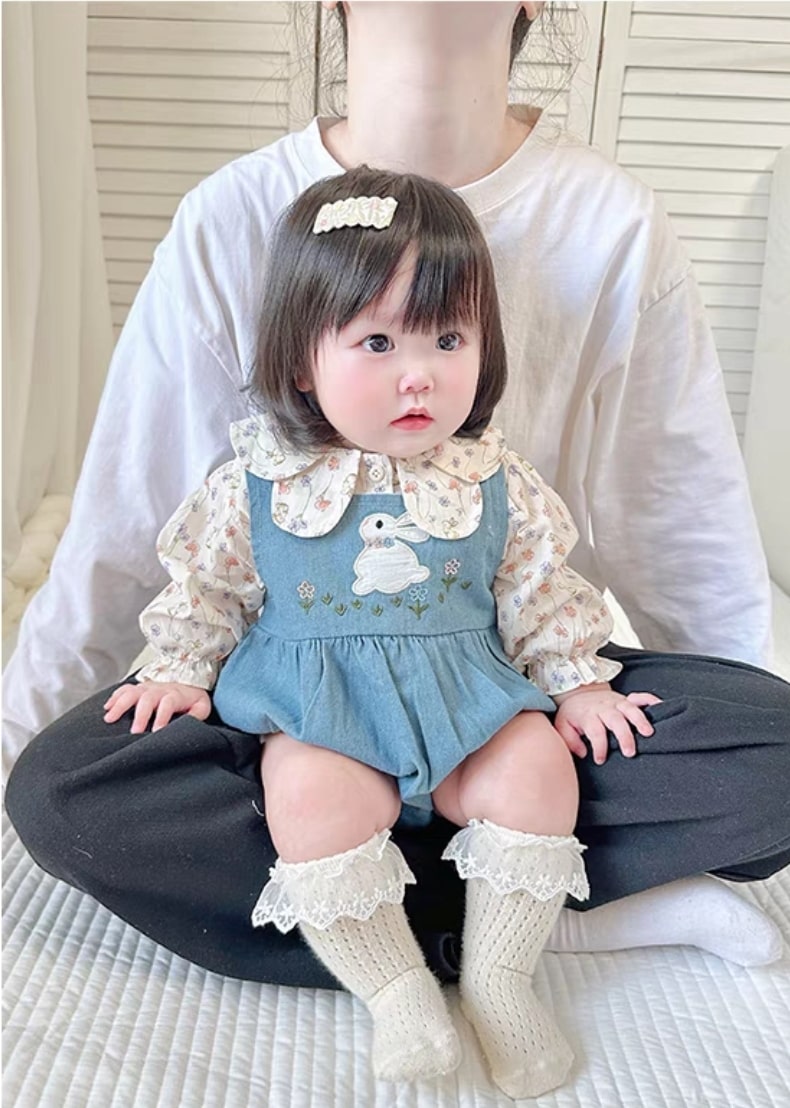 Rabbit denim jumpsuit 2pcs