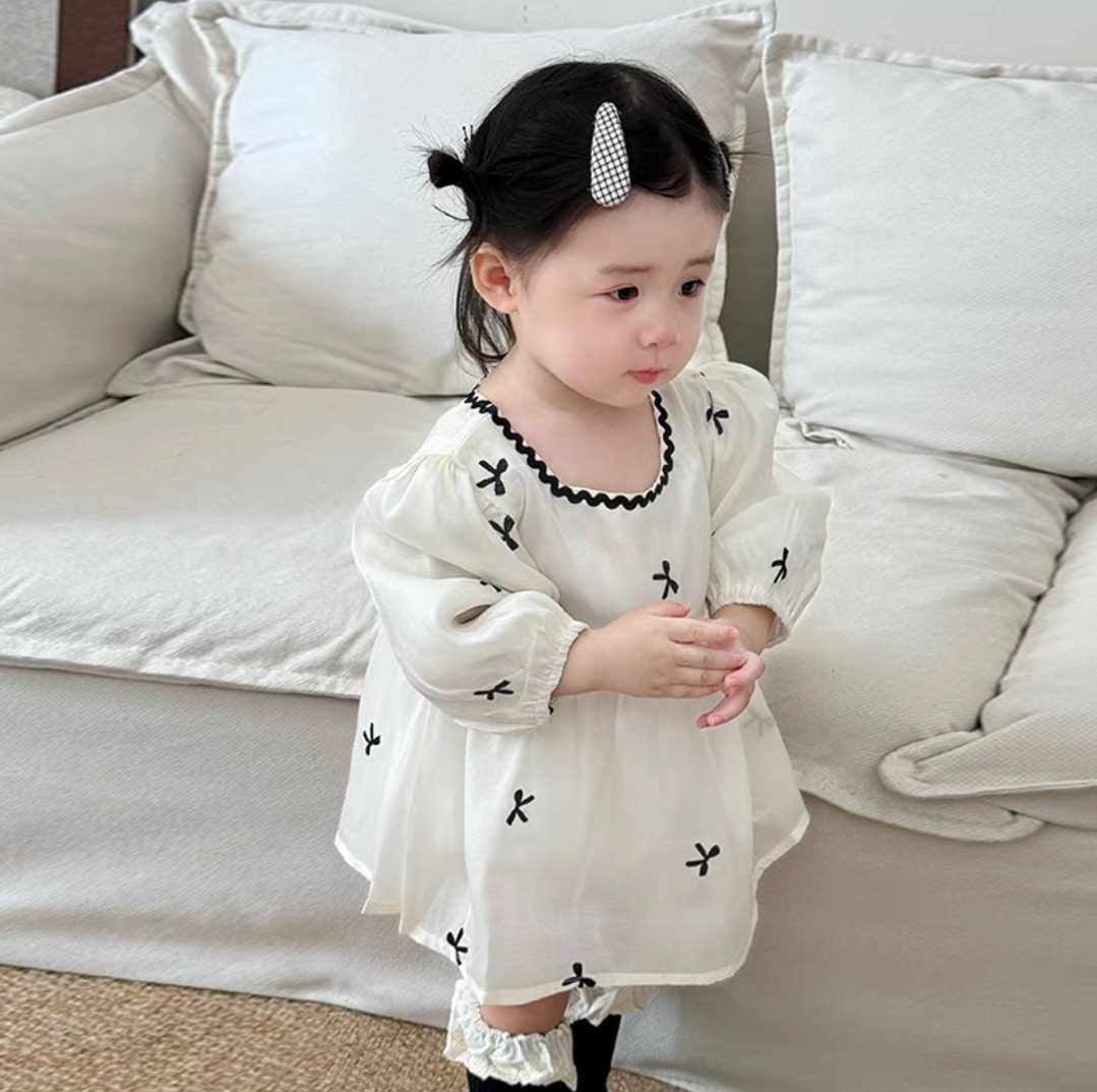 Small bow dress long sleeve