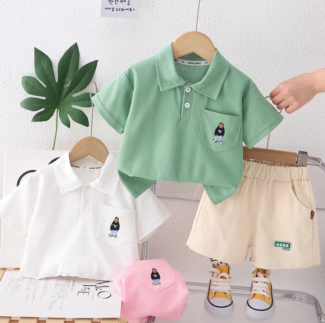 W bear short set 2pcs