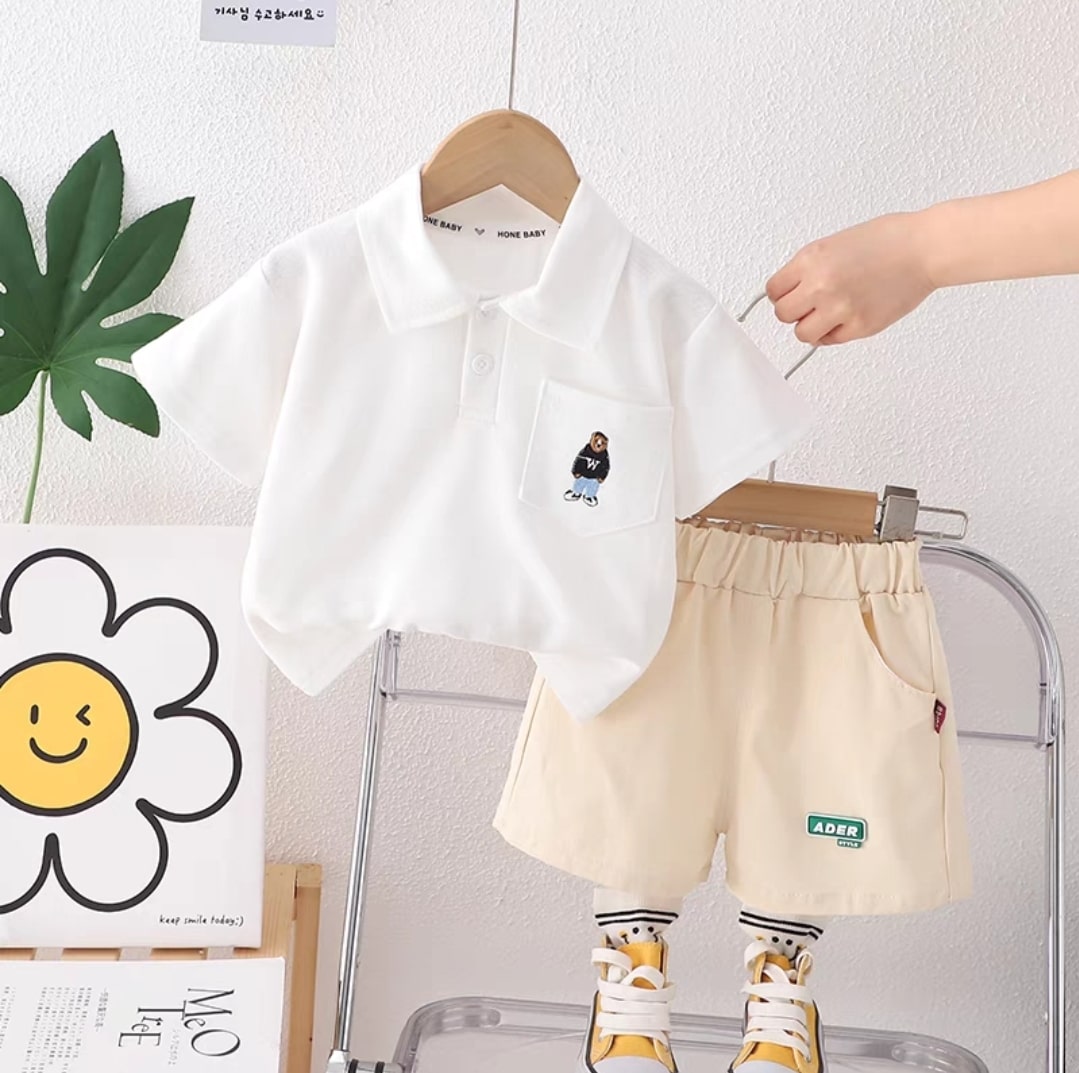 W bear short set 2pcs