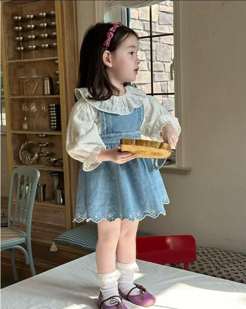 Dantail denim dress 2pcs
