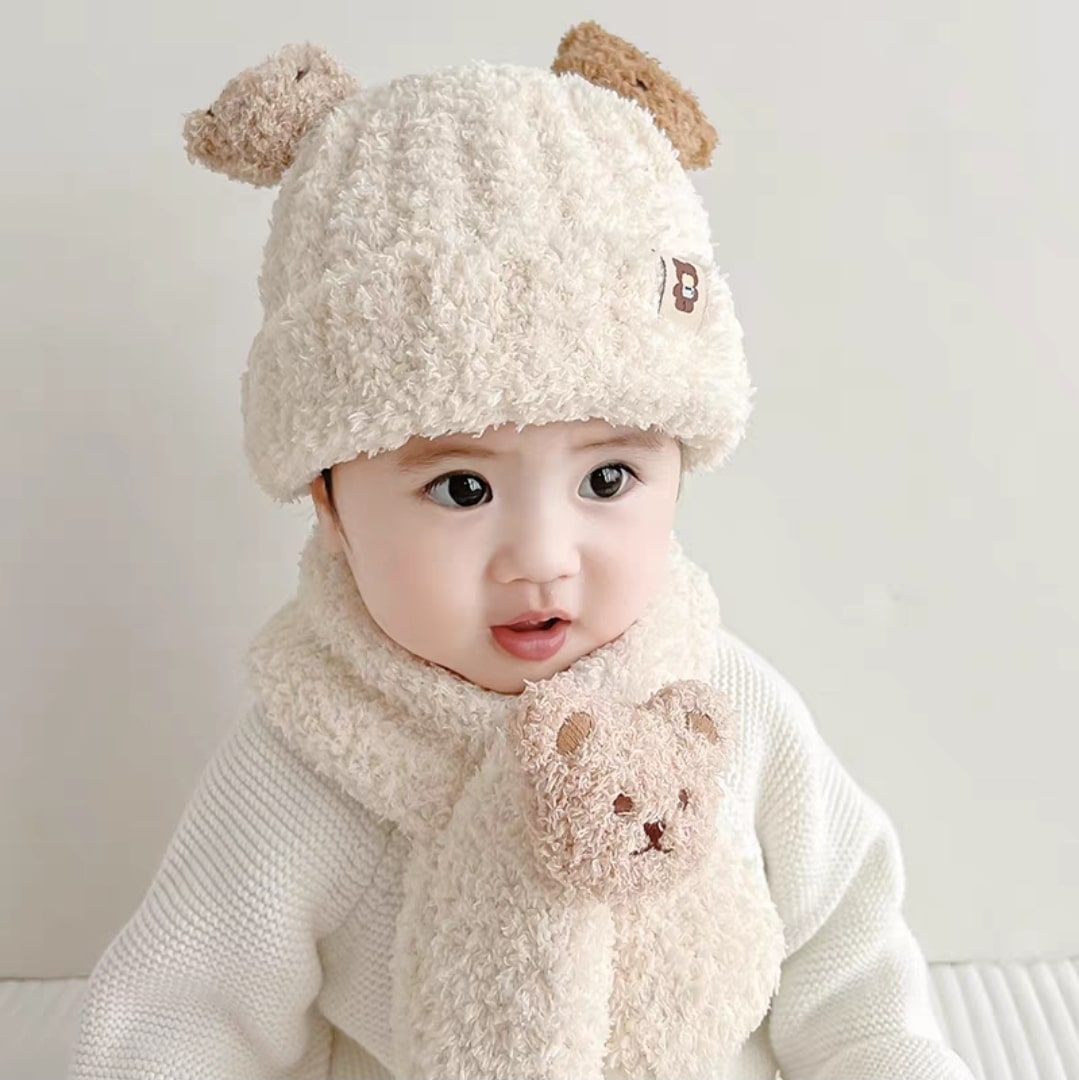 Bear baby hat 2pcs