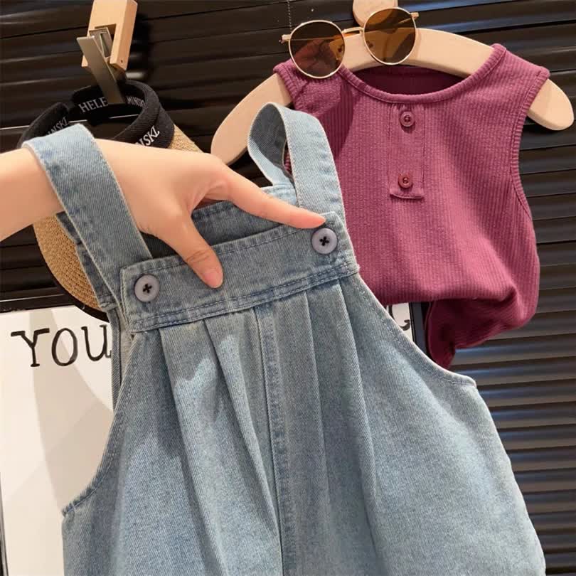 Stripped jumpsuit denim 2pcs