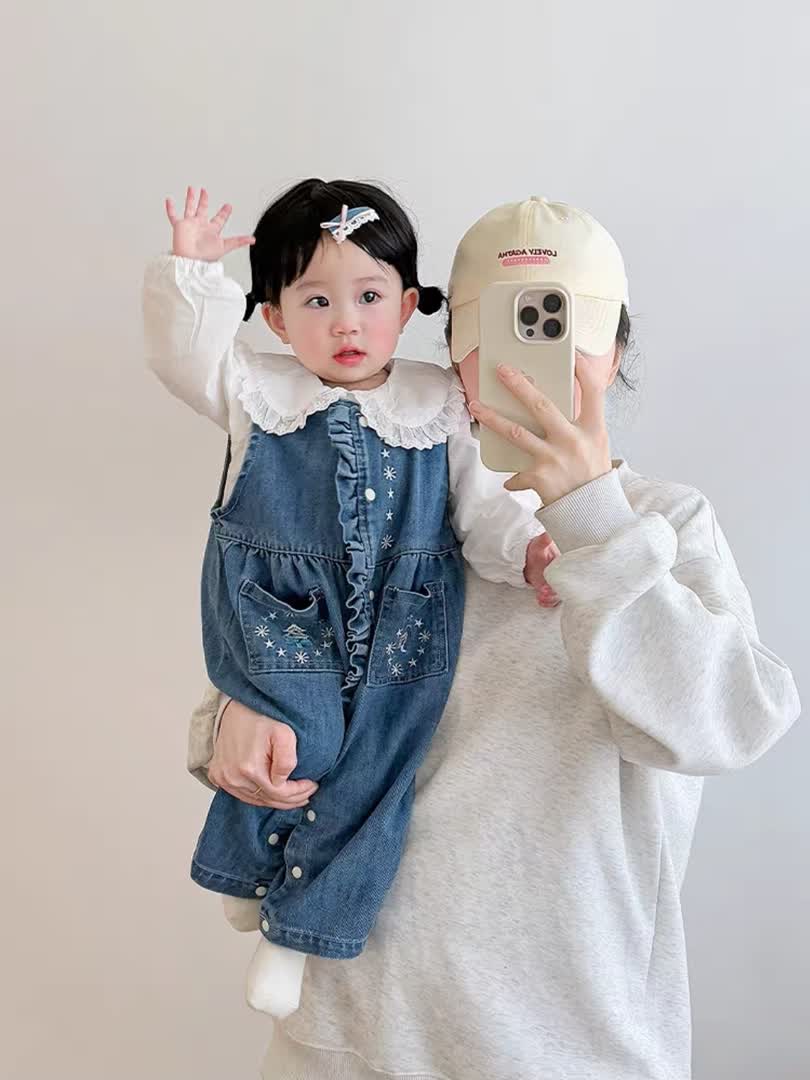 Snow denim jumpsuit 2pcs