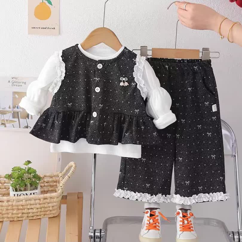 Bow puff sleeve set 3pcs