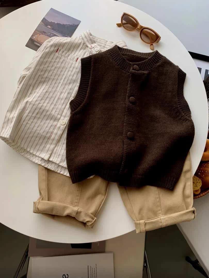 Vest wool stripped set 3pcs