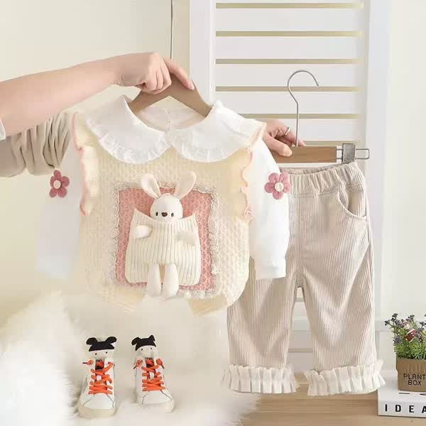 Wool vest rabbit set 3pcs