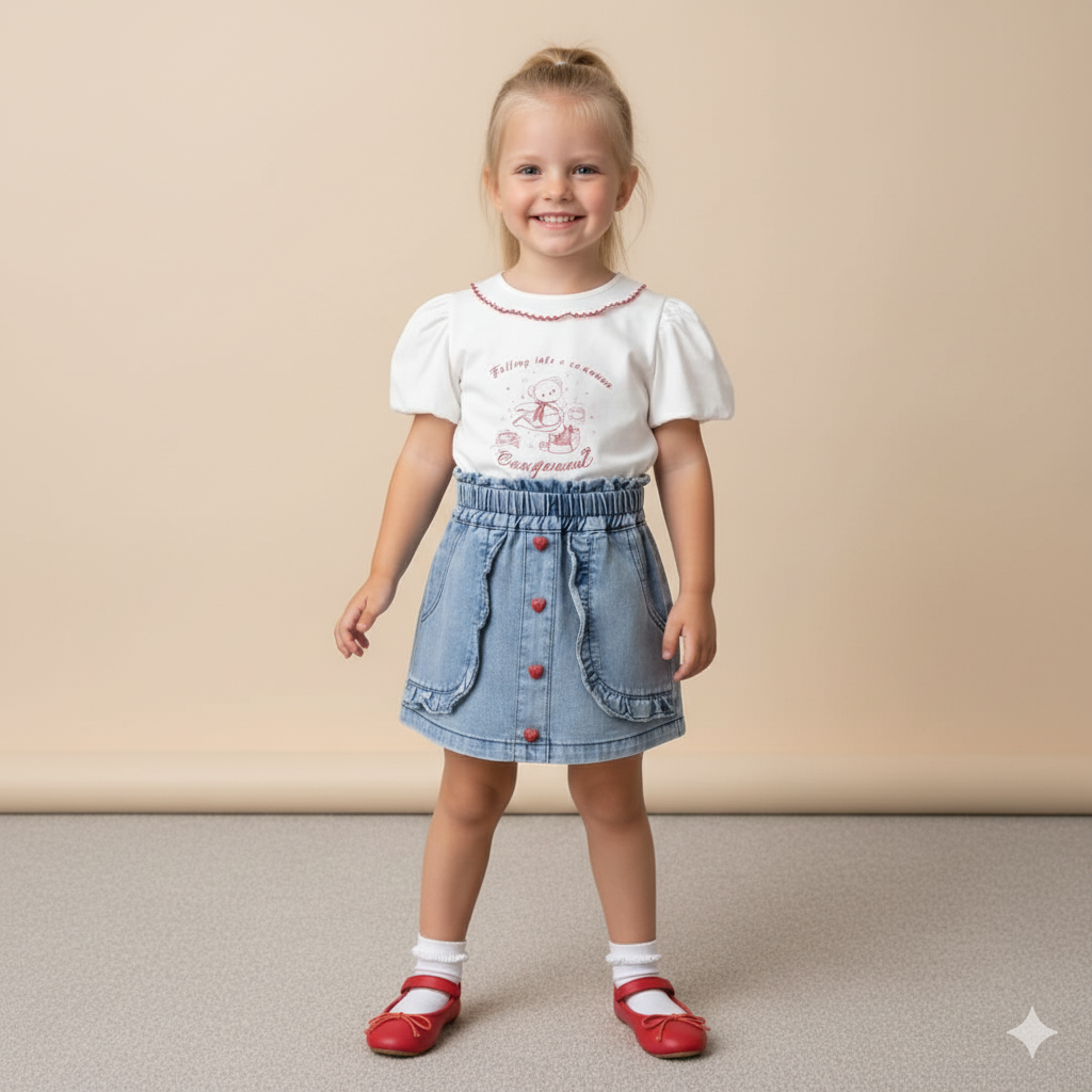 Hello denim skirt 2pcs