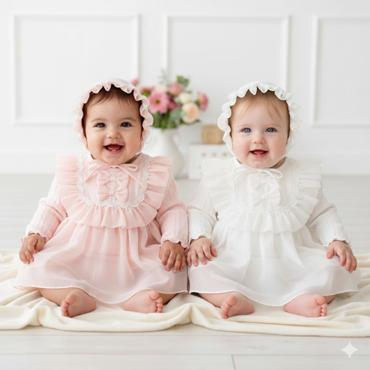 Bow dress with cap 2pcs