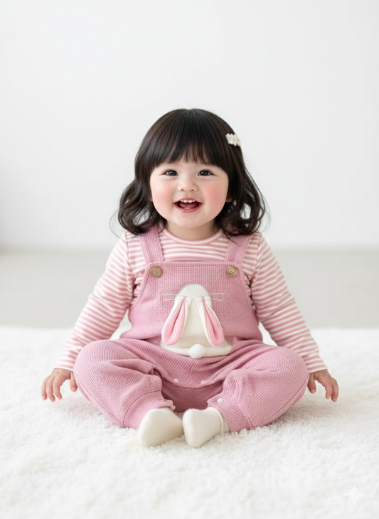 Stripped rabbit jumpsuit 2pcs.