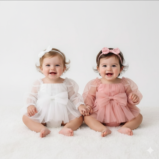 Bow puff sleeve dress 2pcs