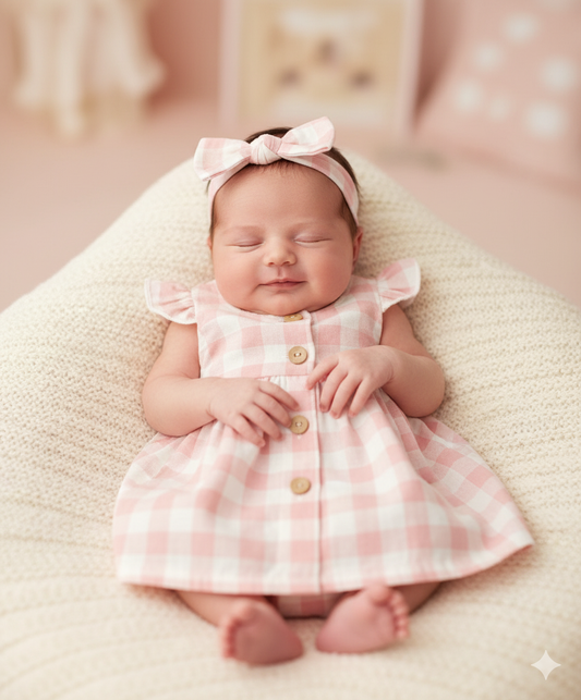 Floral check dress 3pcs