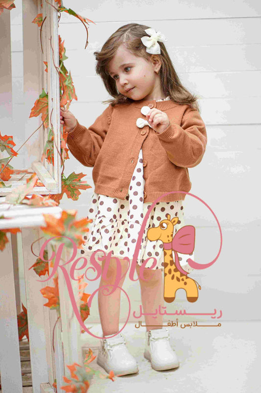 Dot bow dress 2pcs