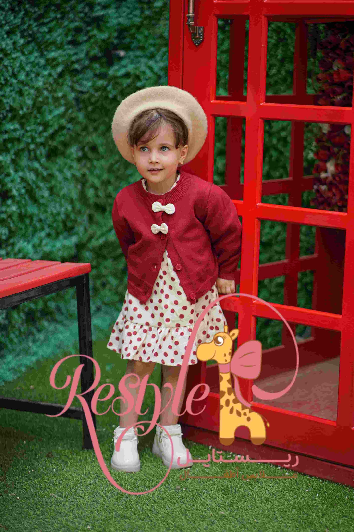 Dot bow dress 2pcs