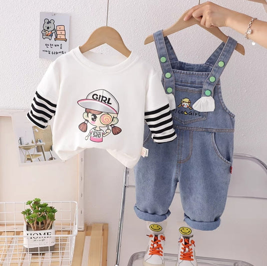 Cute girl jumpsuit 2pcs