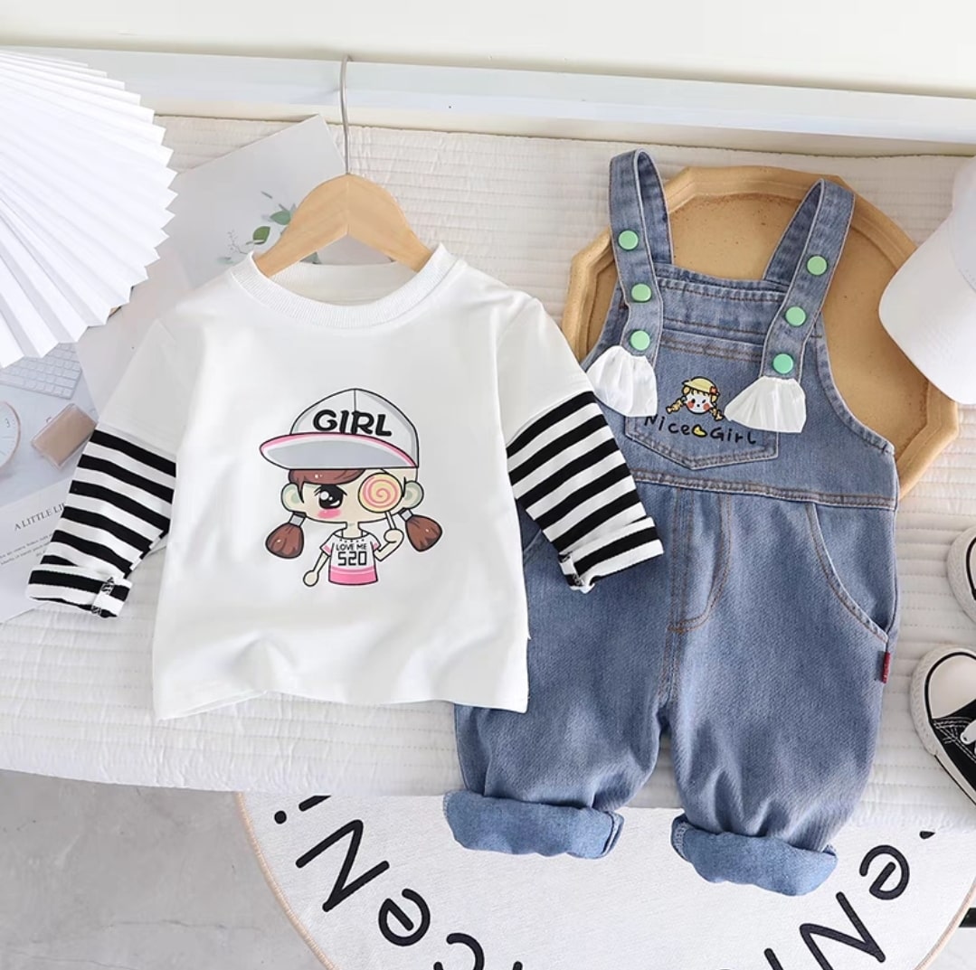 Cute girl jumpsuit 2pcs