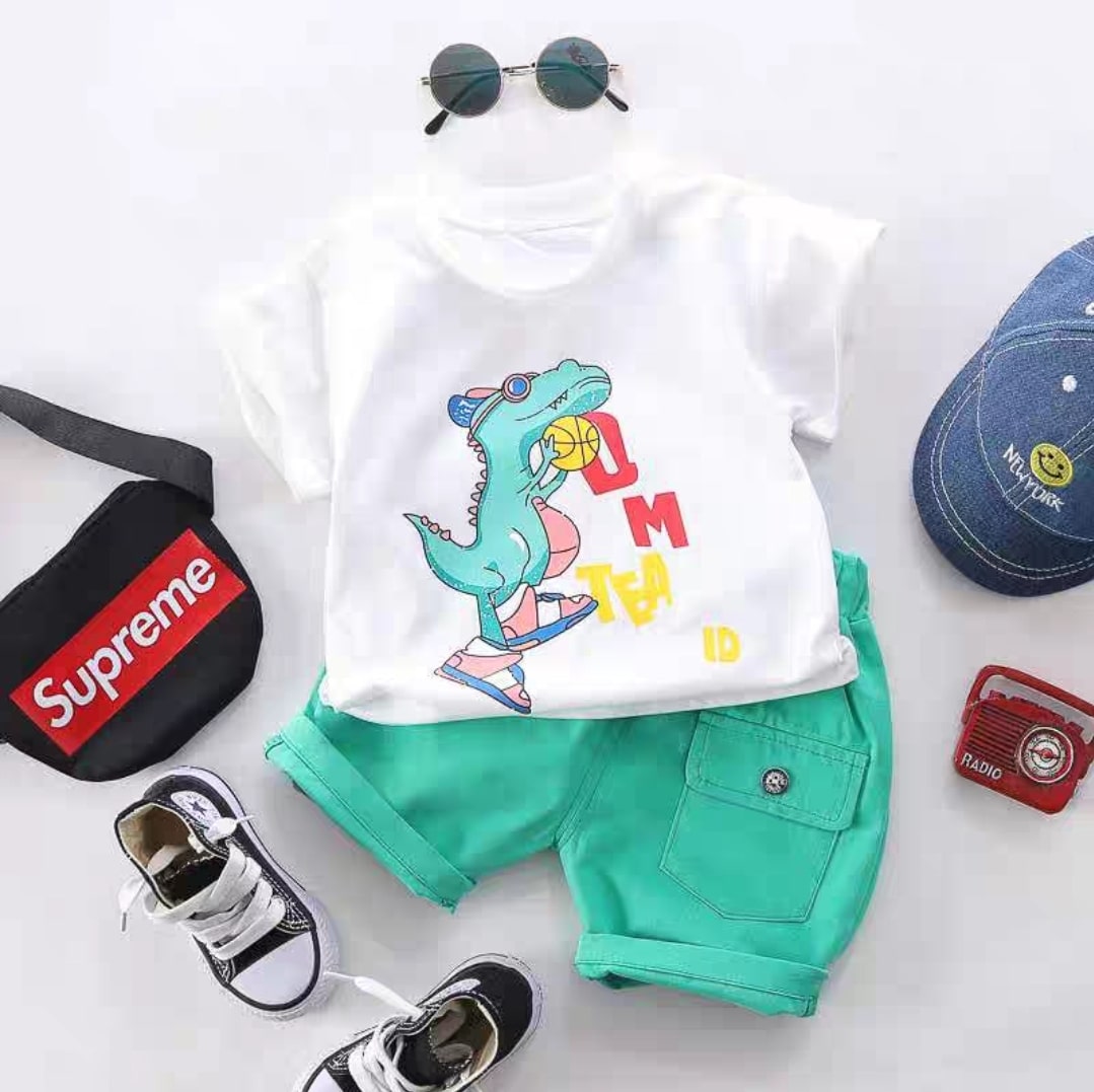 Sporty dinasour short 2pcs