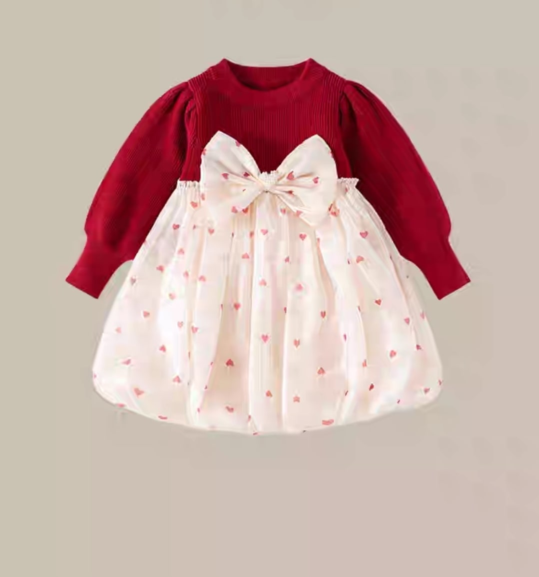 Heart dot bow dress