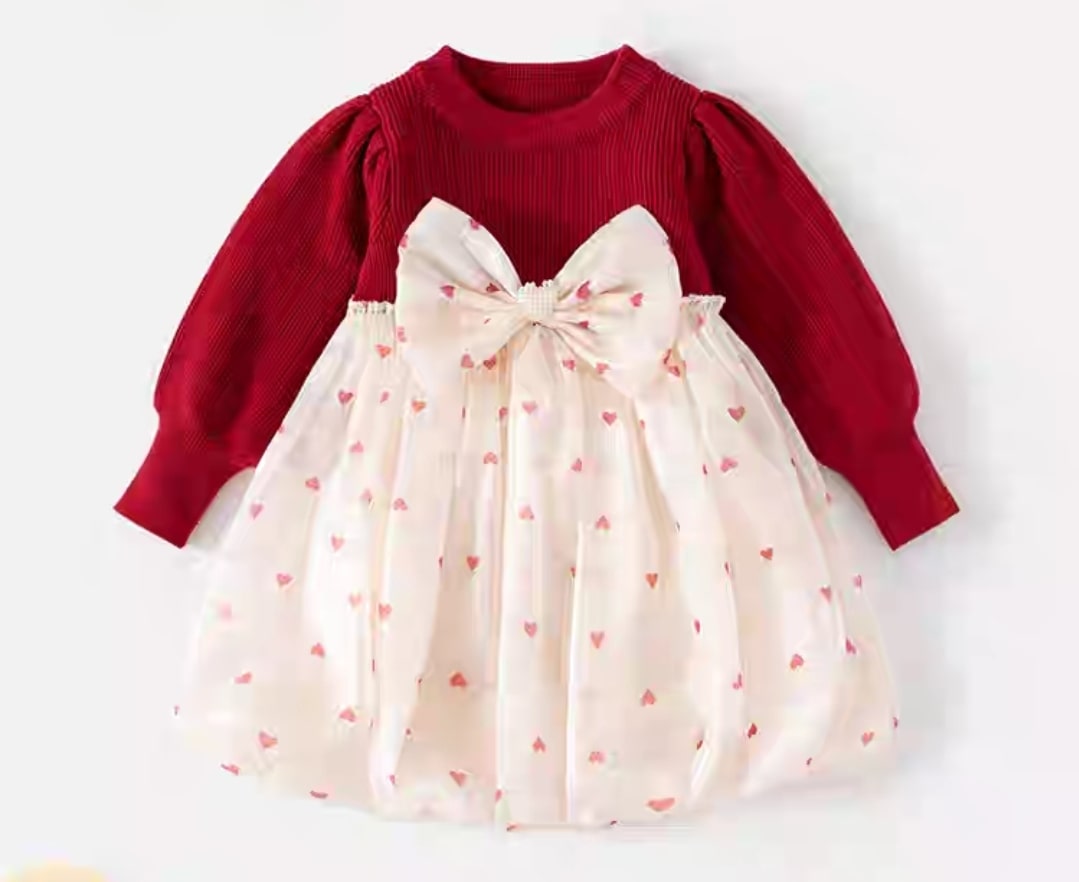 Heart dot bow dress