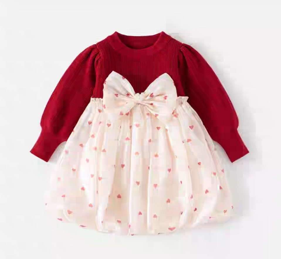 Heart dot bow dress