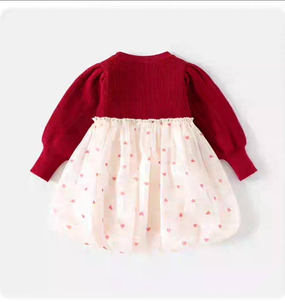 Heart dot bow dress