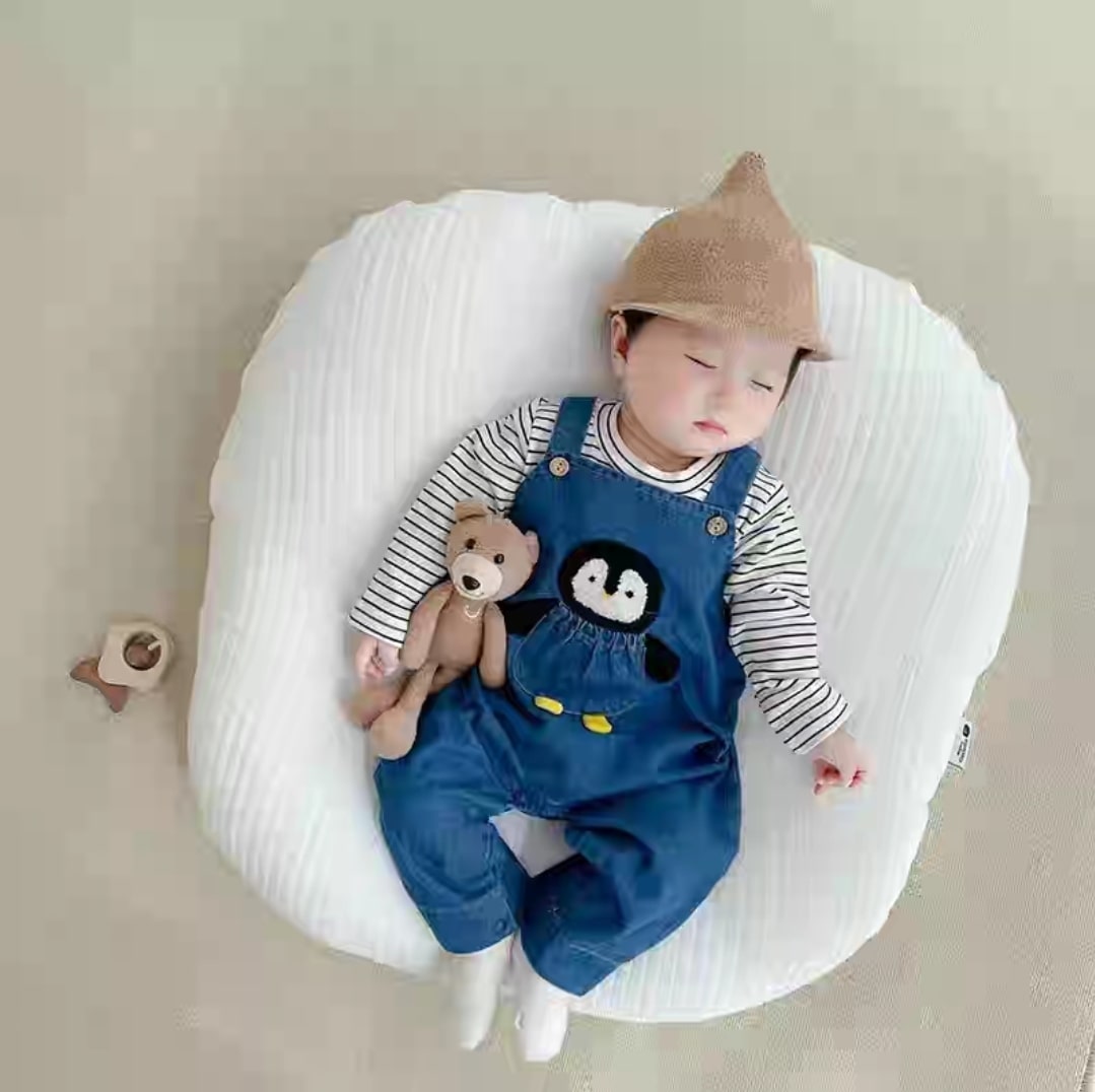 Penguin denim jumpsuit 2pcs