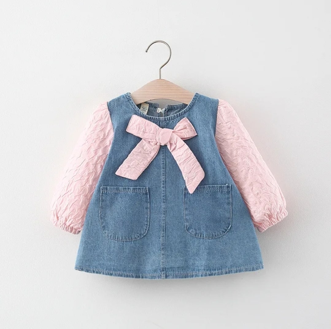 Denim puff dress