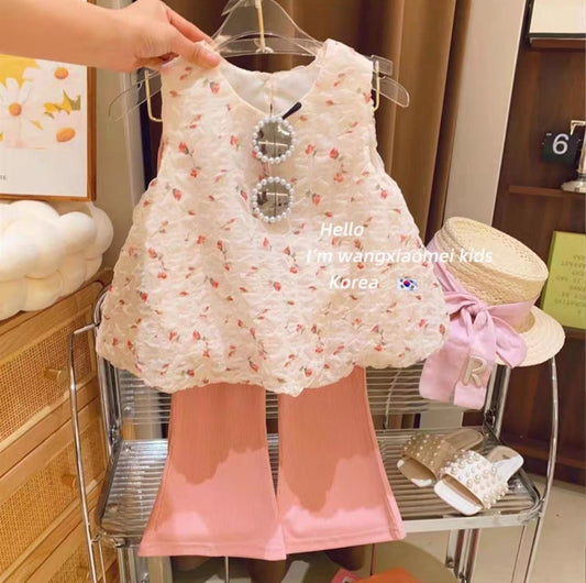 Flower casual vest set 2pcs