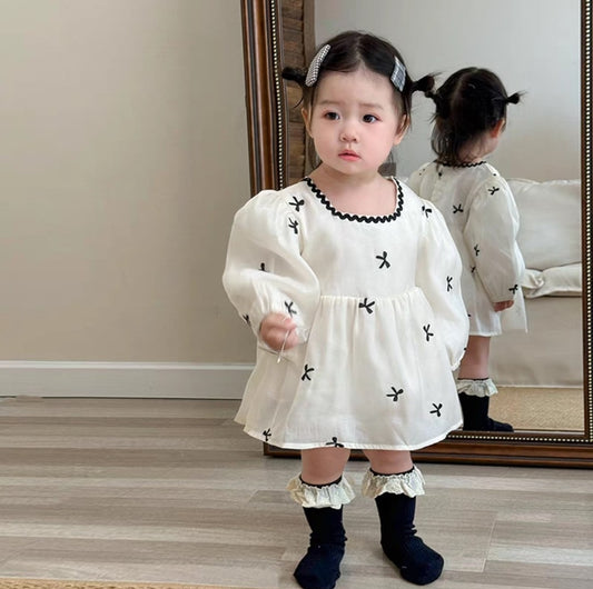 Small bow dress long sleeve