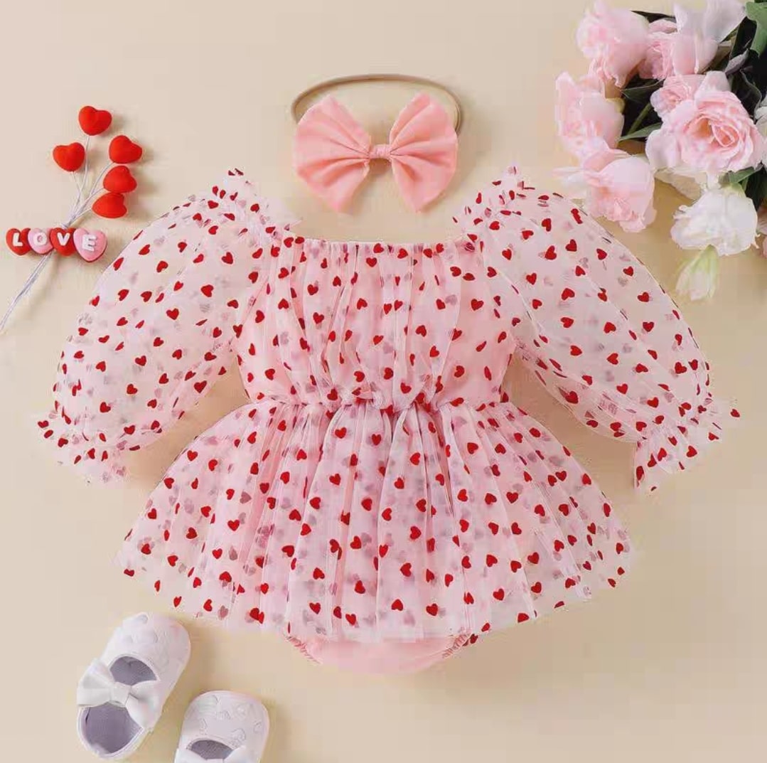 Heart puff dress 2pcs