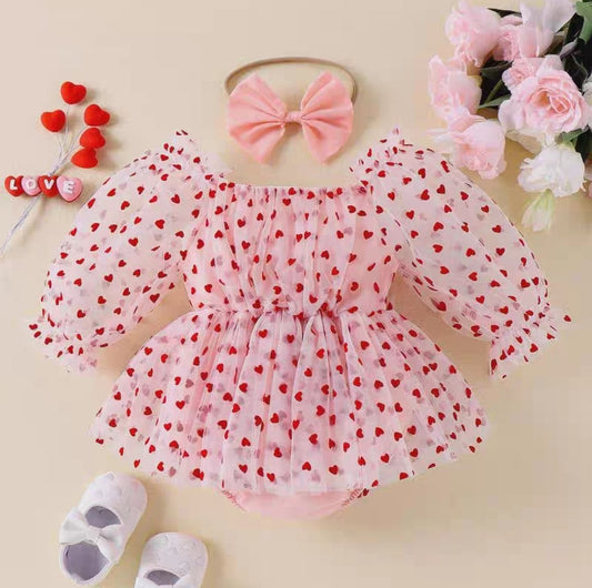 Heart puff dress 2pcs