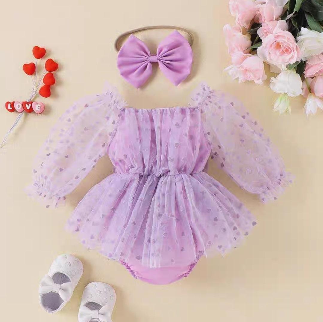 Heart puff dress 2pcs