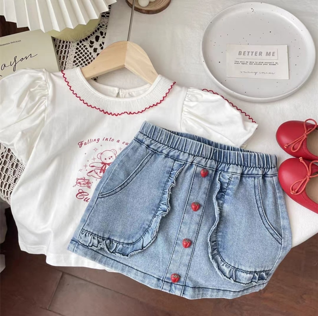 Hello denim skirt 2pcs