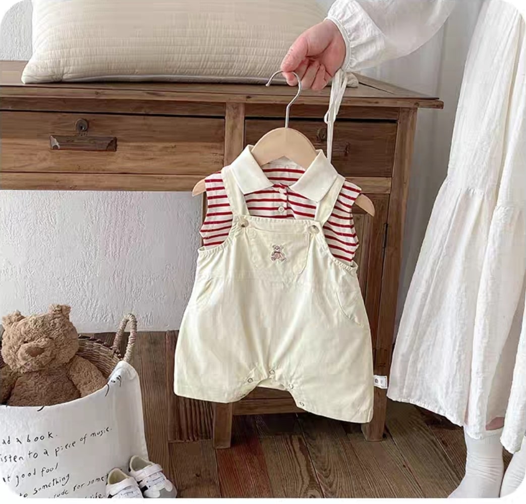 Stripped jumpsuit set 2pcs