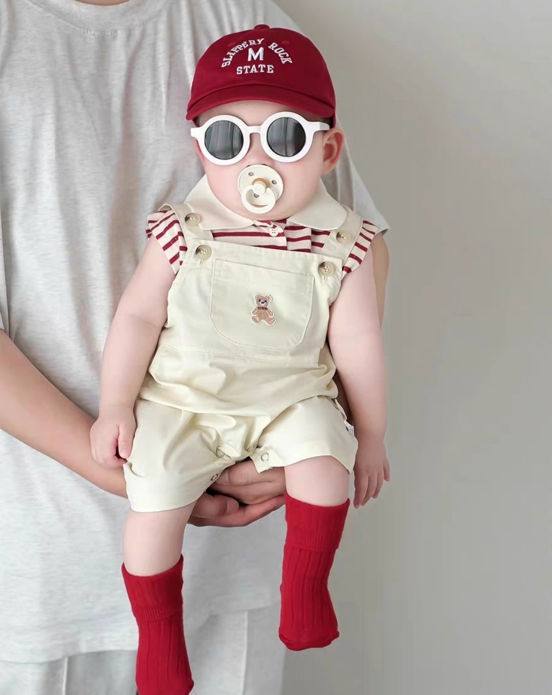 Stripped jumpsuit set 2pcs