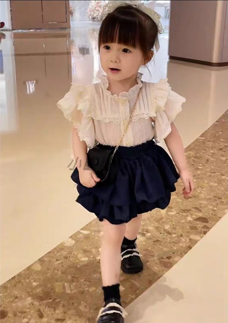 Lace short sleeveless set 2pcs