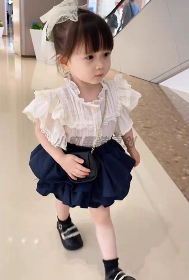 Lace short sleeveless set 2pcs