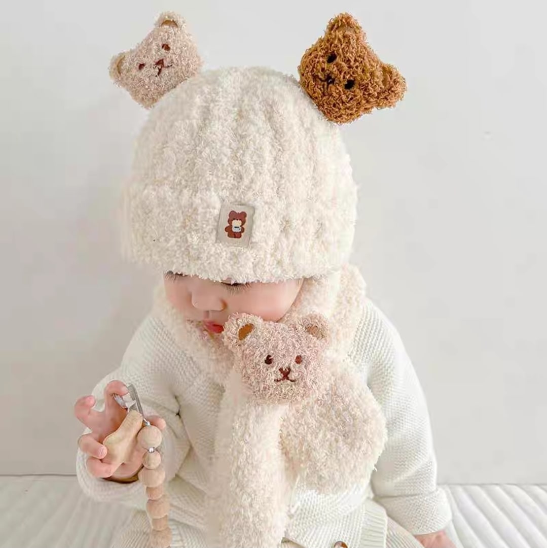 Bear baby hat 2pcs