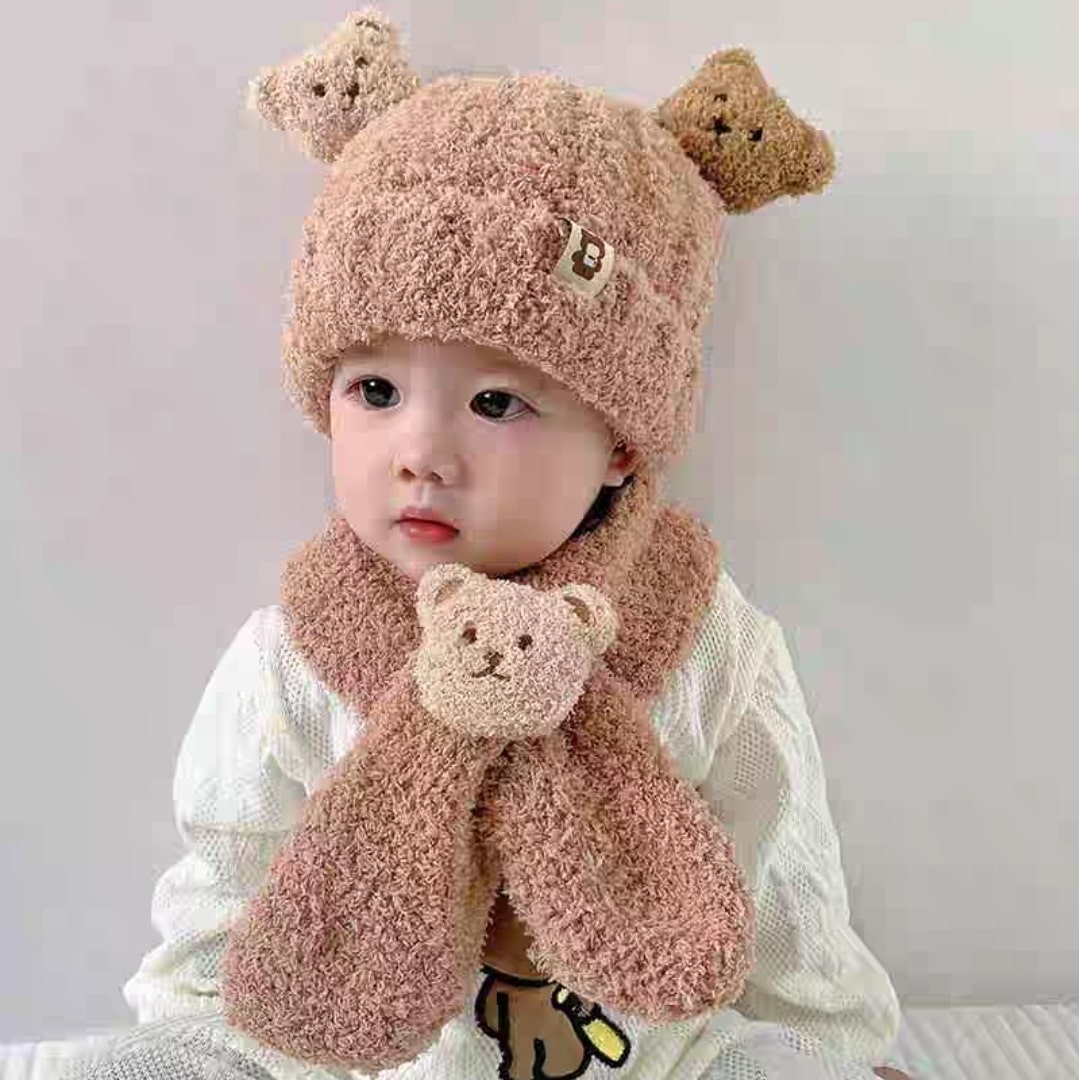 Bear baby hat 2pcs