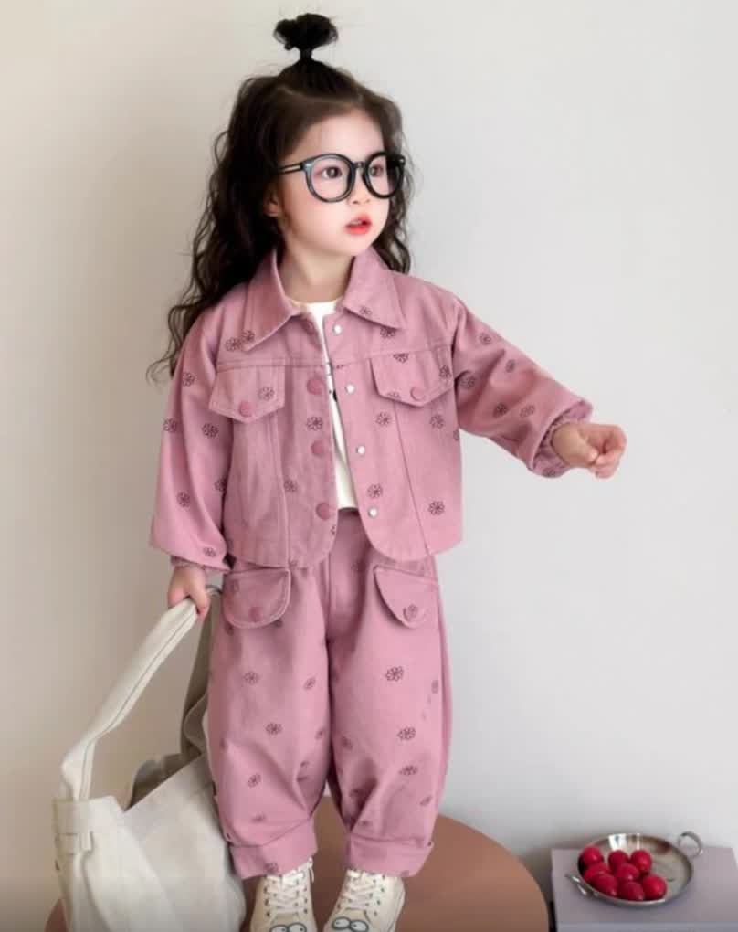 Flower denim set 2pcs