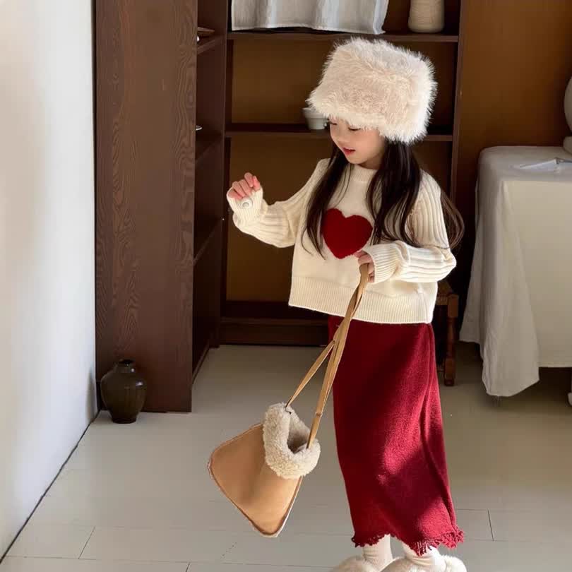 Heart long skirt set 2pcs