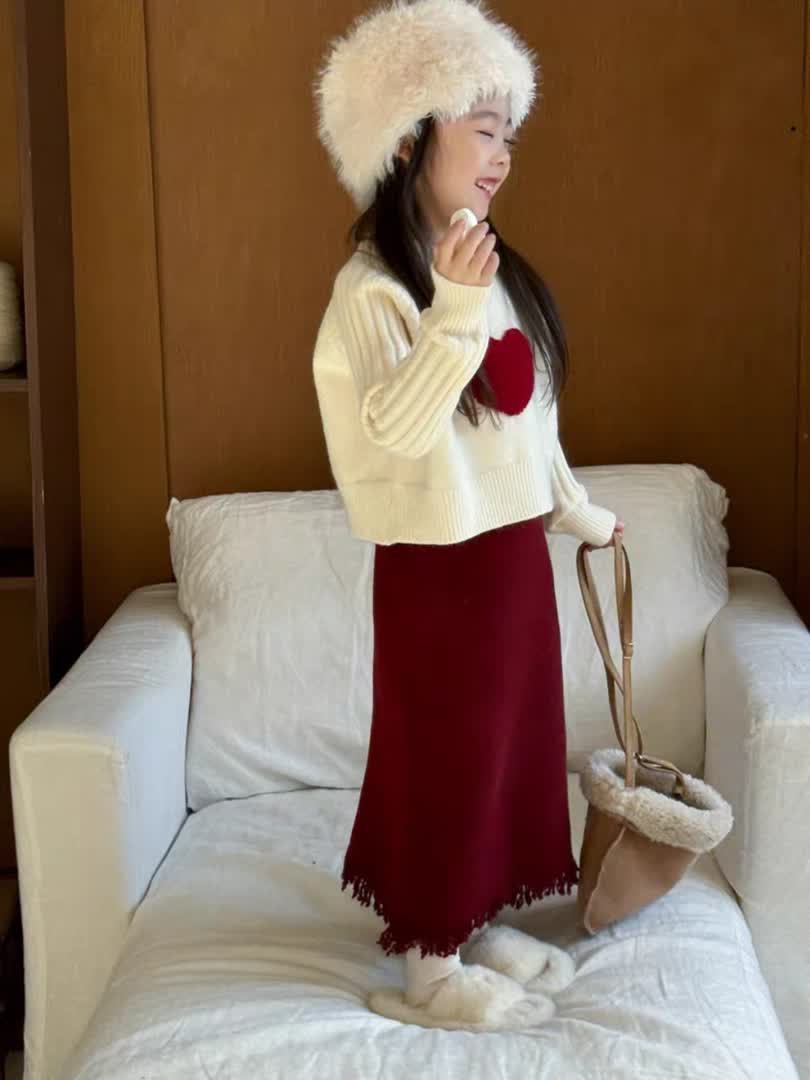 Heart long skirt set 2pcs