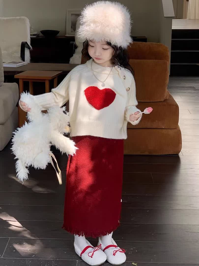 Heart long skirt set 2pcs