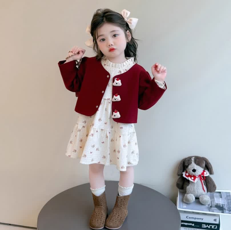 Bear bow  dress 2pcs