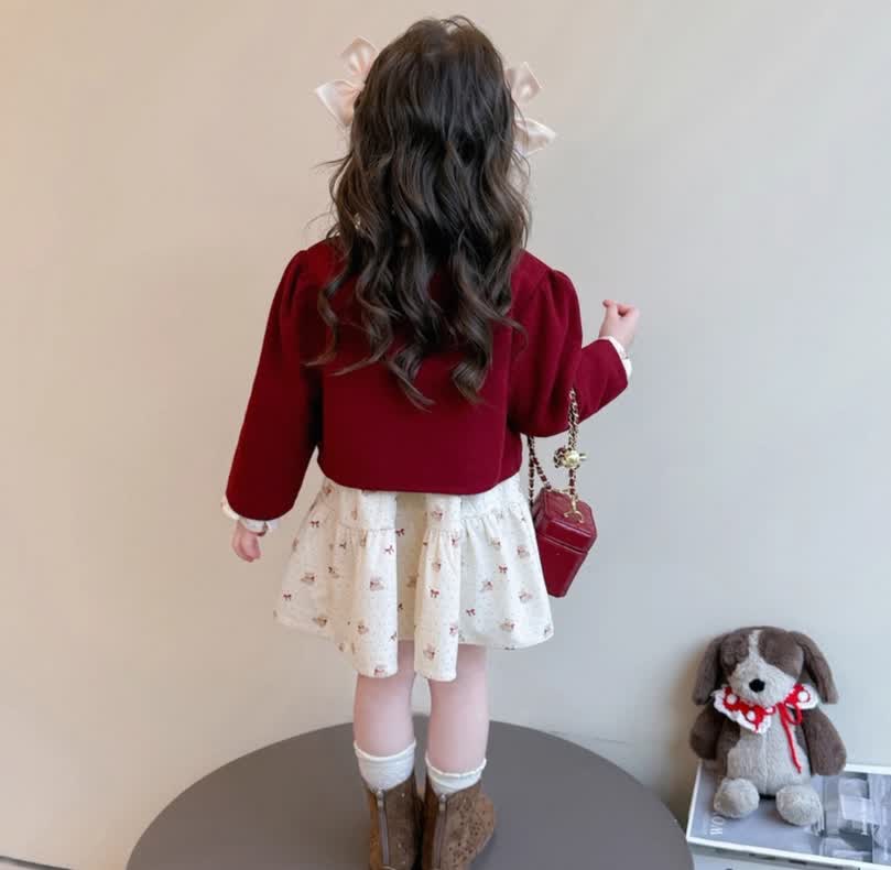 Bear bow  dress 2pcs